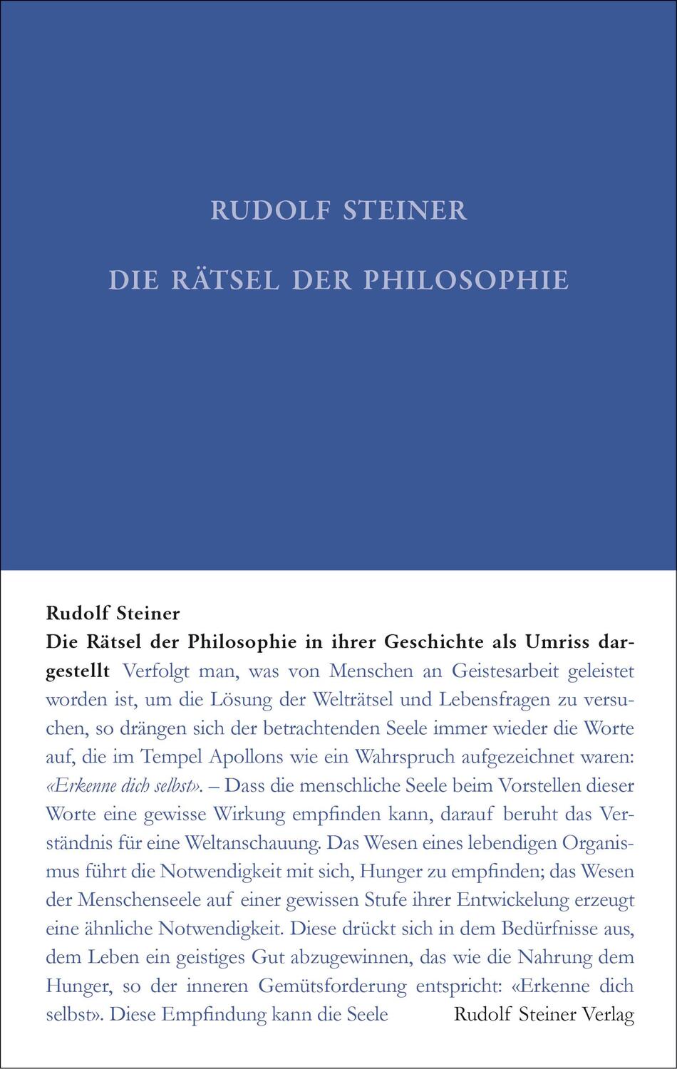 Cover: 9783727401824 | Die Rätsel der Philosophie in ihrer Geschichte als Umriss dargestellt