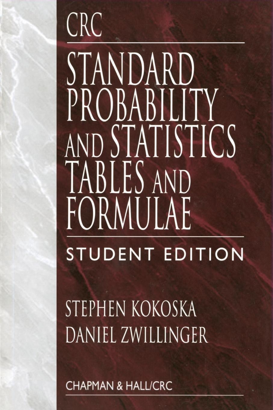 Cover: 9780849300264 | CRC Standard Probability and Statistics Tables and Formulae,...