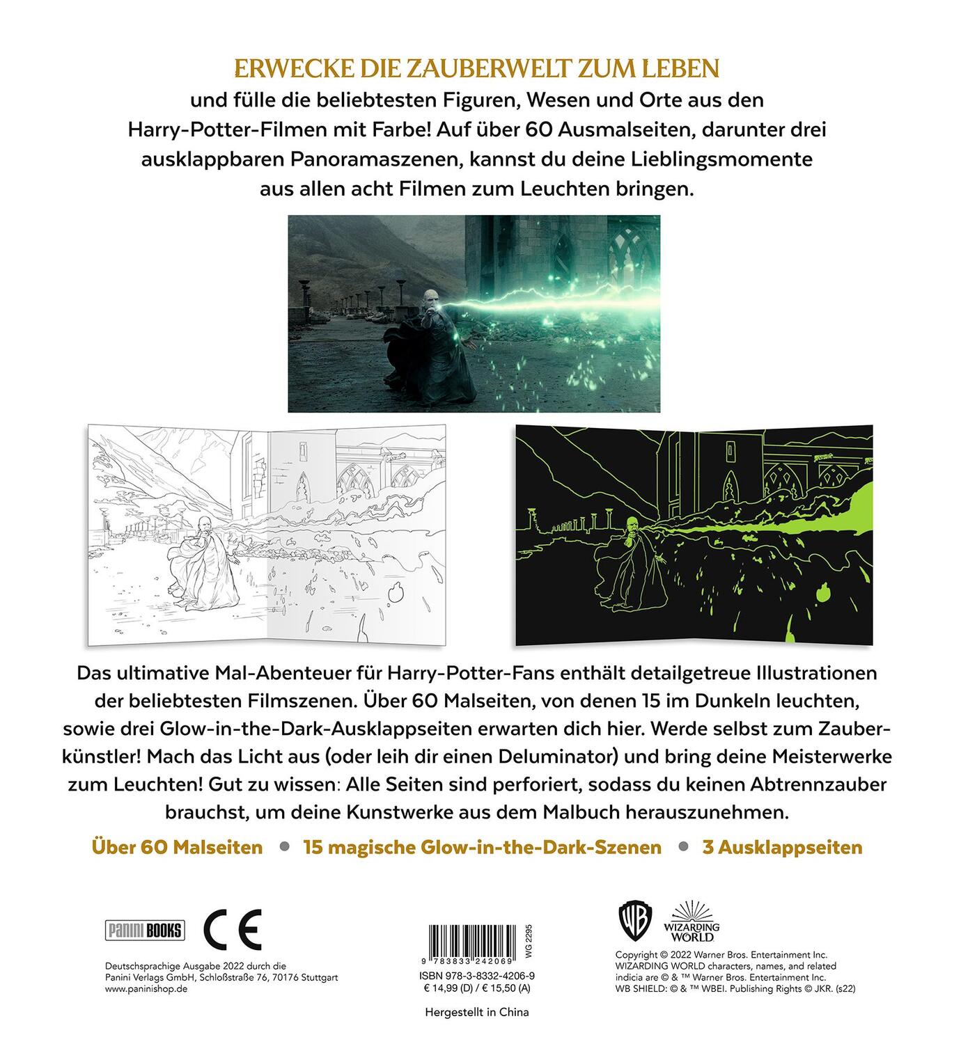 Rückseite: 9783833242069 | Aus den Filmen zu Harry Potter: Glow-in-the-Dark Malbuch | Panini