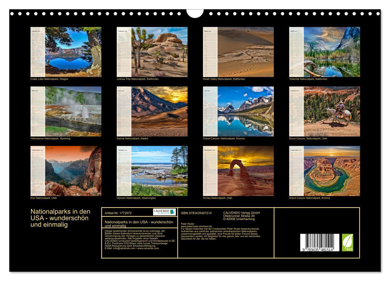 Bild: 9783435481514 | Nationalparks in den USA - wunderschön und einmalig (Wandkalender...