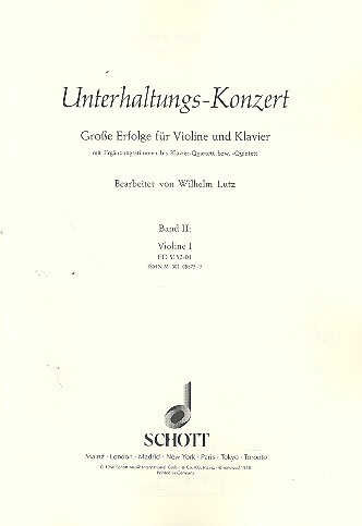 Cover: 9790001058759 | Unterhaltungsconcert 2 V1 | Buch | Schott Music | EAN 9790001058759