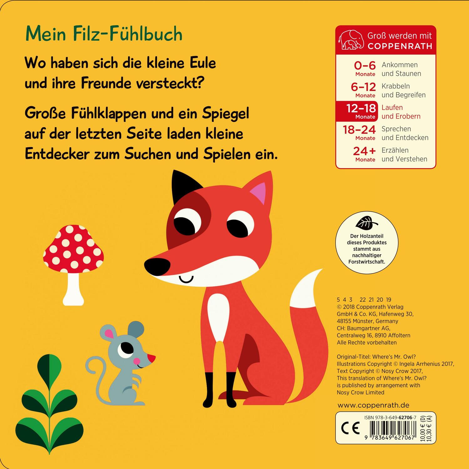 Rückseite: 9783649627067 | Mein Filz-Fühlbuch: Kuckuck, kleine Eule! | Ingela P. Arrhenius | Buch