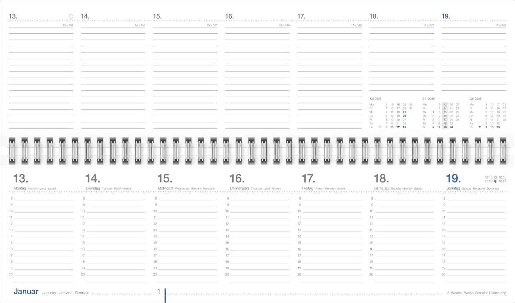 Bild: 9783756406500 | Wochenquerplaner, blau 2025 | Kalender | Spiralbindung | 128 S. | 2025