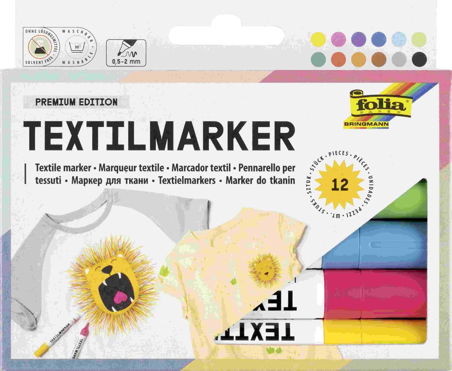 Cover: 4001868032048 | Folia Textilmaler, Farbstifte für Textilien 12er Set | 2022 | Folia