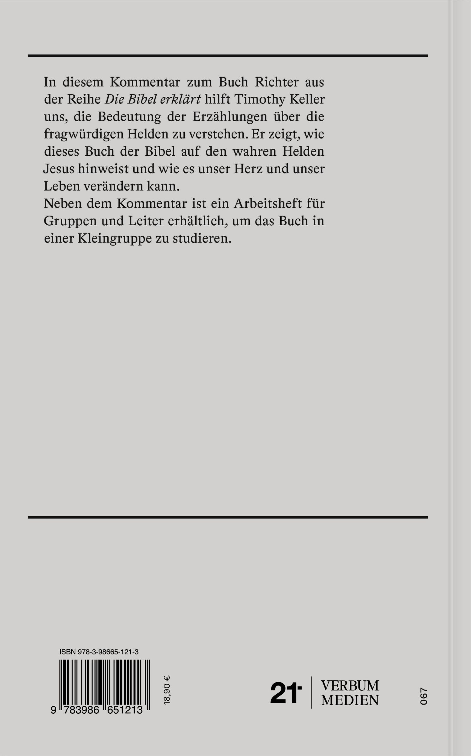 Rückseite: 9783986651213 | Richter Kommentar (Die Bibel erklärt) | Timothy Keller | Buch | 252 S.