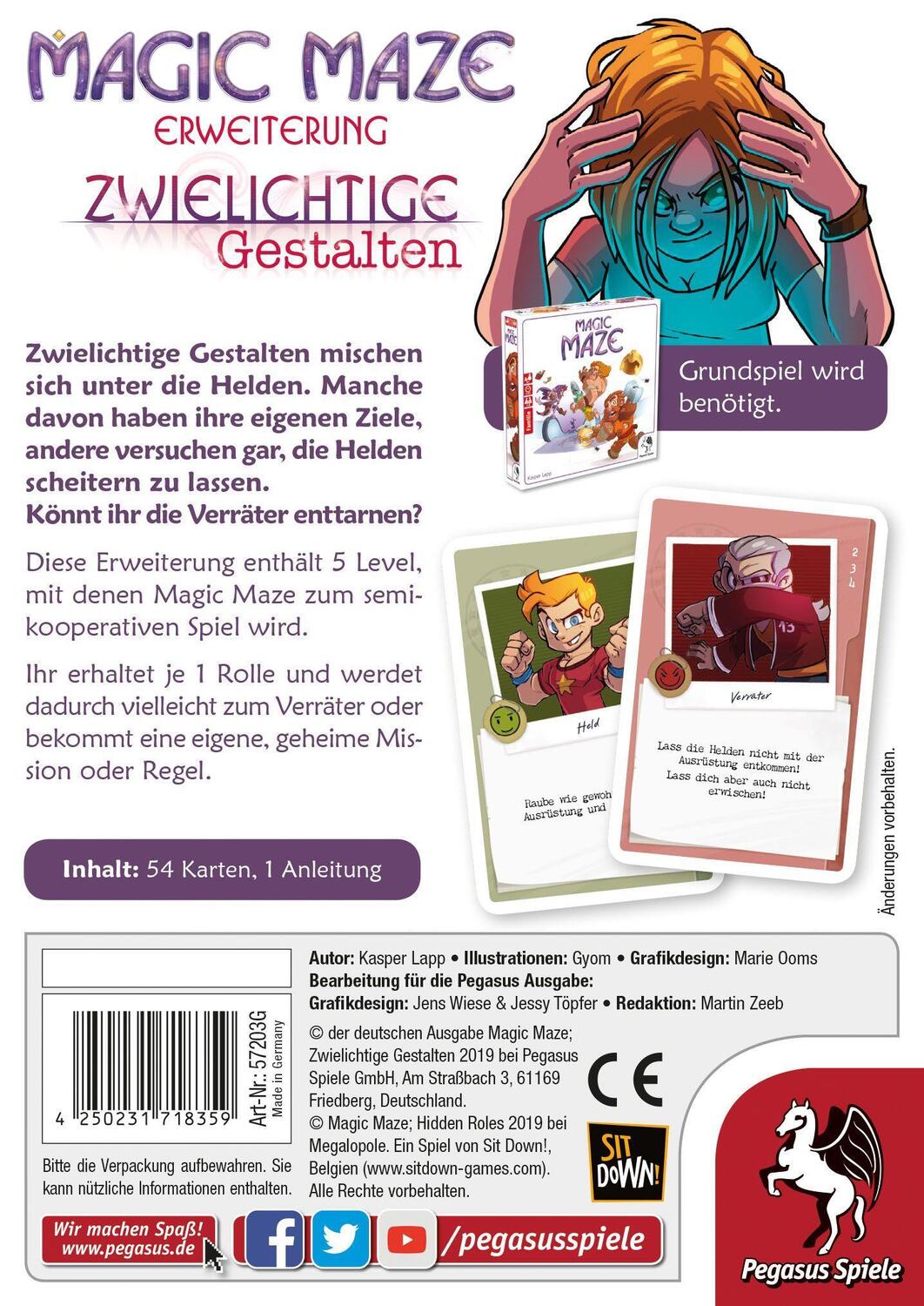 Bild: 4250231718359 | Magic Maze: Zwielichtige Gestalten [Erweiterung] | Spiel | 57203G