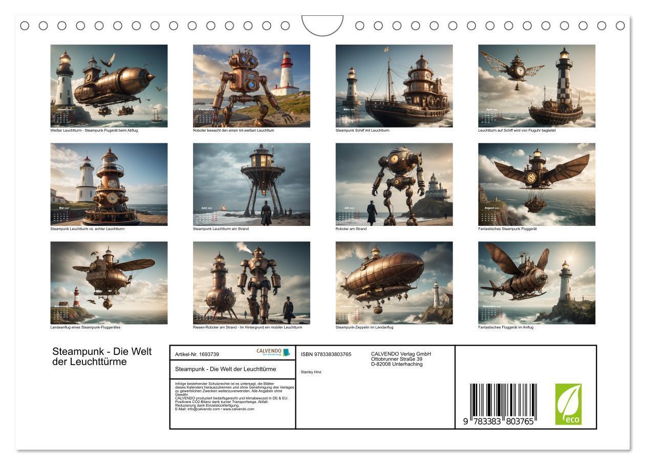 Bild: 9783383803765 | Steampunk - Die Welt der Leuchttürme (Wandkalender 2025 DIN A4...