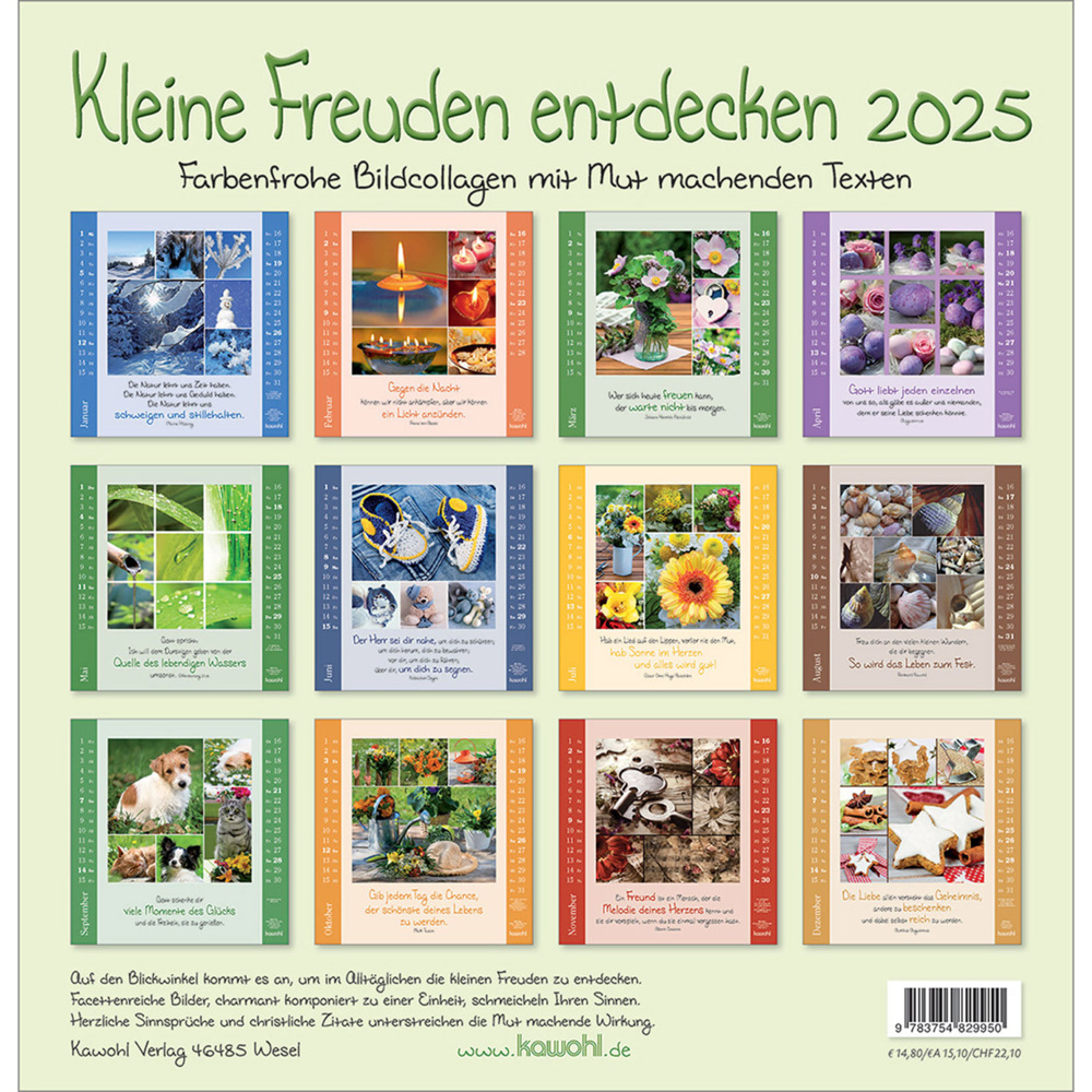 Bild: 9783754829950 | Kleine Freuden entdecken 2025 | Bildcollagen mit Mut machenden Texten