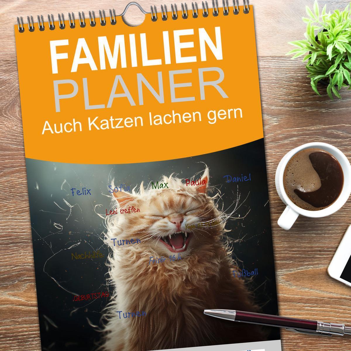 Bild: 9783457222928 | Familienplaner 2025 - Auch Katzen lachen gern mit 5 Spalten...