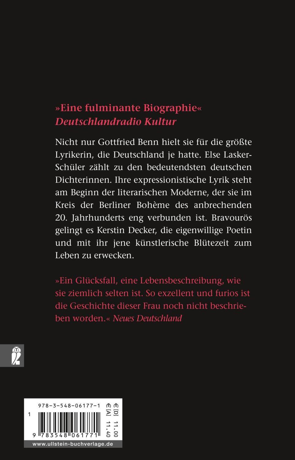 Rückseite: 9783548061771 | Mein Herz - Niemandem | Das Leben der Else Lasker-Schüler | Decker