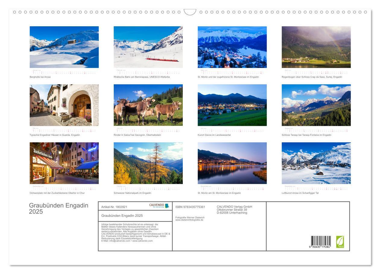 Bild: 9783435775361 | Graubünden Engadin 2025 (Wandkalender 2025 DIN A2 quer), CALVENDO...