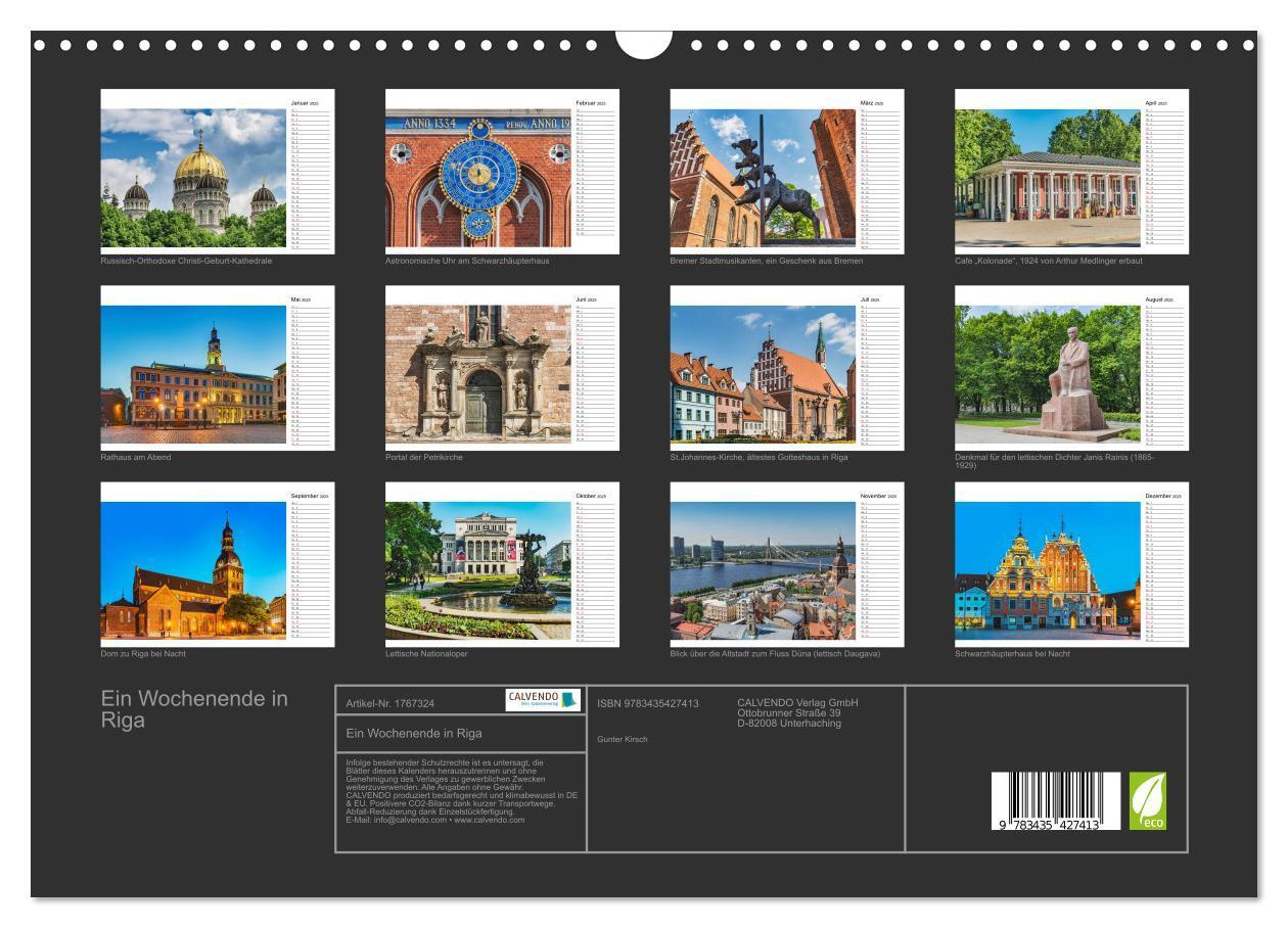 Bild: 9783435427413 | Ein Wochenende in Riga (Wandkalender 2025 DIN A3 quer), CALVENDO...