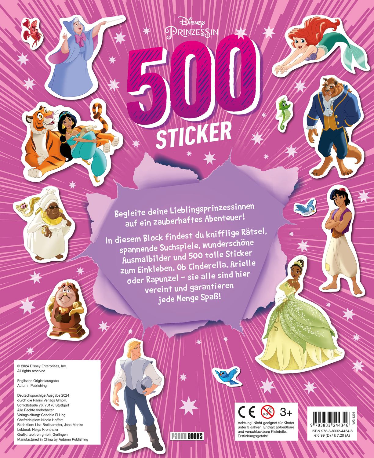 Rückseite: 9783833244346 | Disney Prinzessin: 500 Sticker - Stickern - Rätseln - Ausmalen | Buch