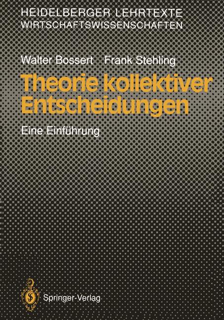 Cover: 9783540530299 | Theorie kollektiver Entscheidungen | Eine Einführung | Taschenbuch