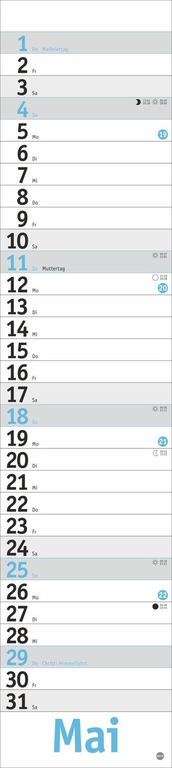 Bild: 9783756408429 | Langplaner, hellblau 2025 | Kalender | Bürokalender Heye | 13 S.