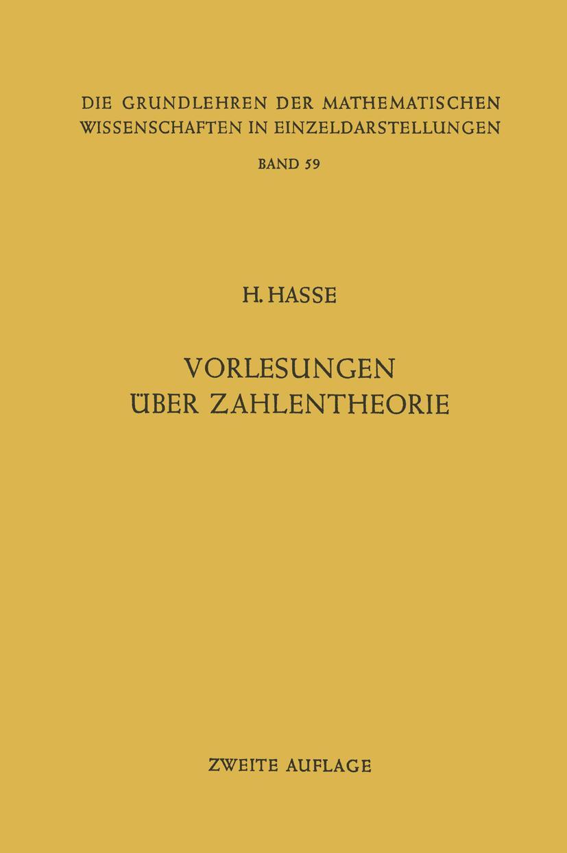 Cover: 9783642886799 | Vorlesungen über Zahlentheorie | Helmut Hasse | Taschenbuch | xvi