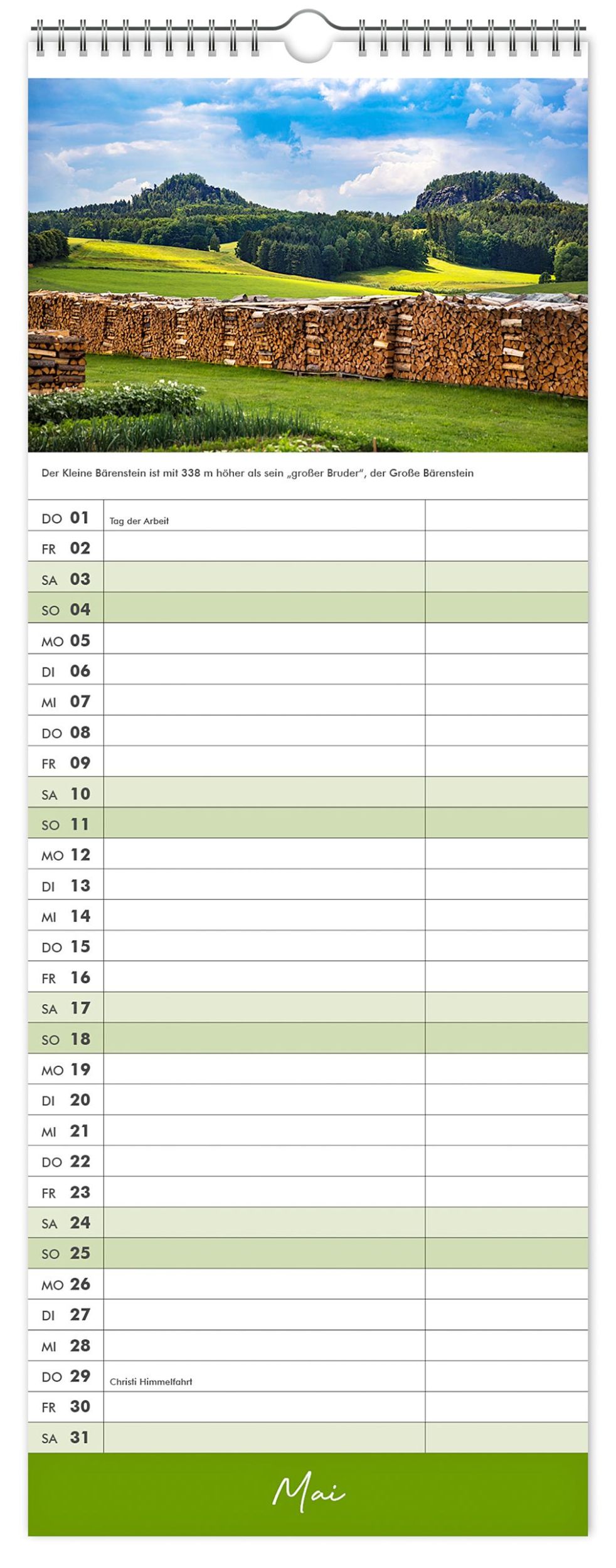 Bild: 9783910680739 | Küchenkalender Sächsische Schweiz 2025 | 15 x 40 cm weißes Kalendarium