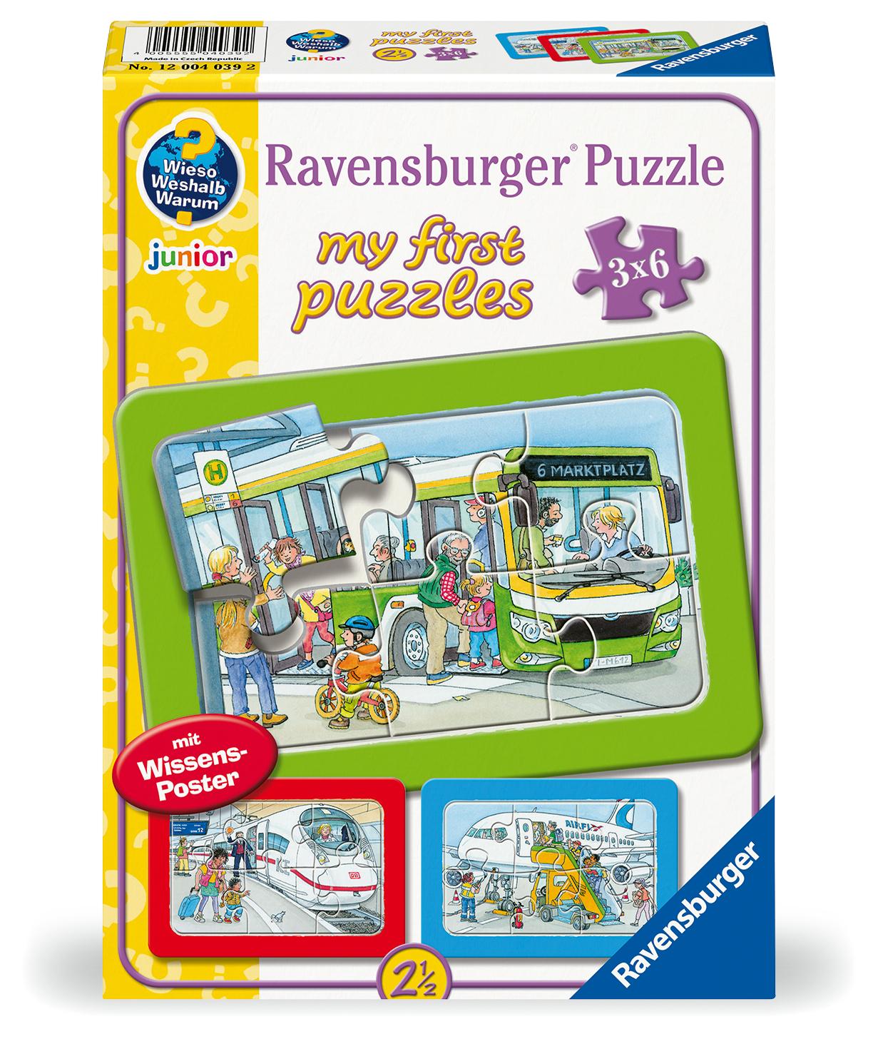 Cover: 4005555040392 | Ravensburger Kinderpuzzle - 12004039 Unterwegs mit Bus, Bahn und...