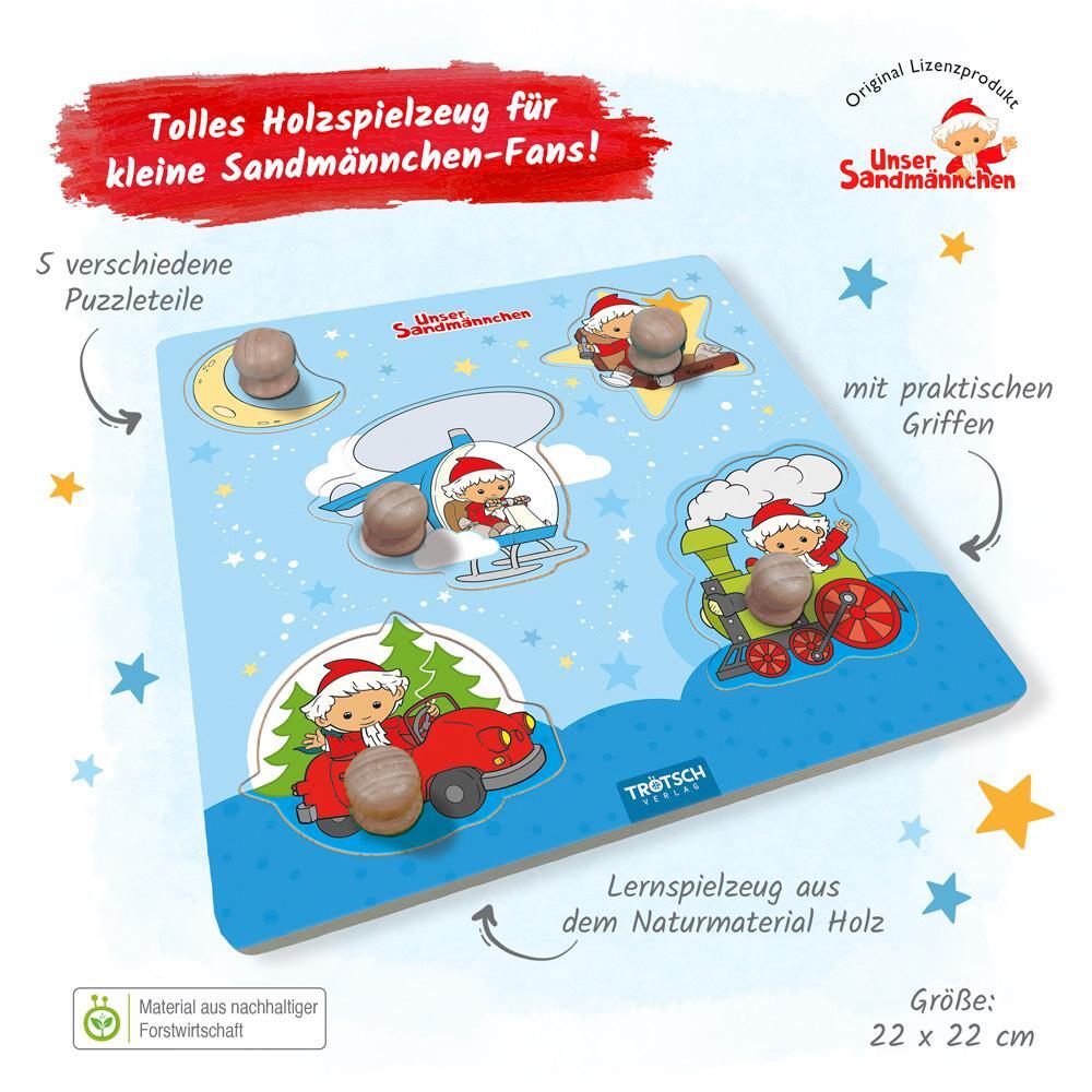 Bild: 4251901506054 | Trötsch Unser Sandmännchen Holzlegespiel Fahrzeuge | Holzspiel Puzzle