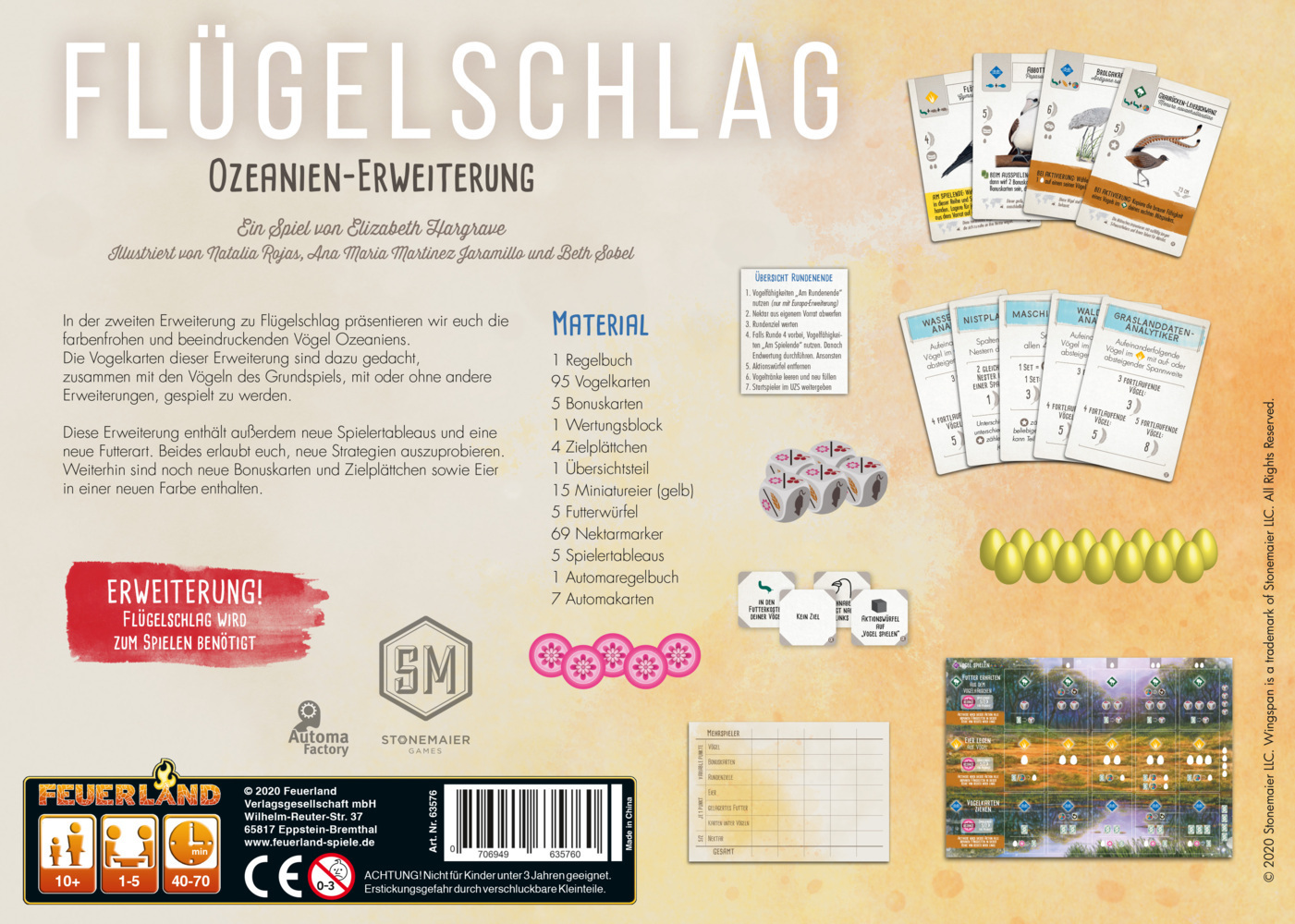 Bild: 4260705310002 | Flügelschlag, Ozeanien-Erweiterung (Spiel-Zubehör) | Hargrave | Spiel