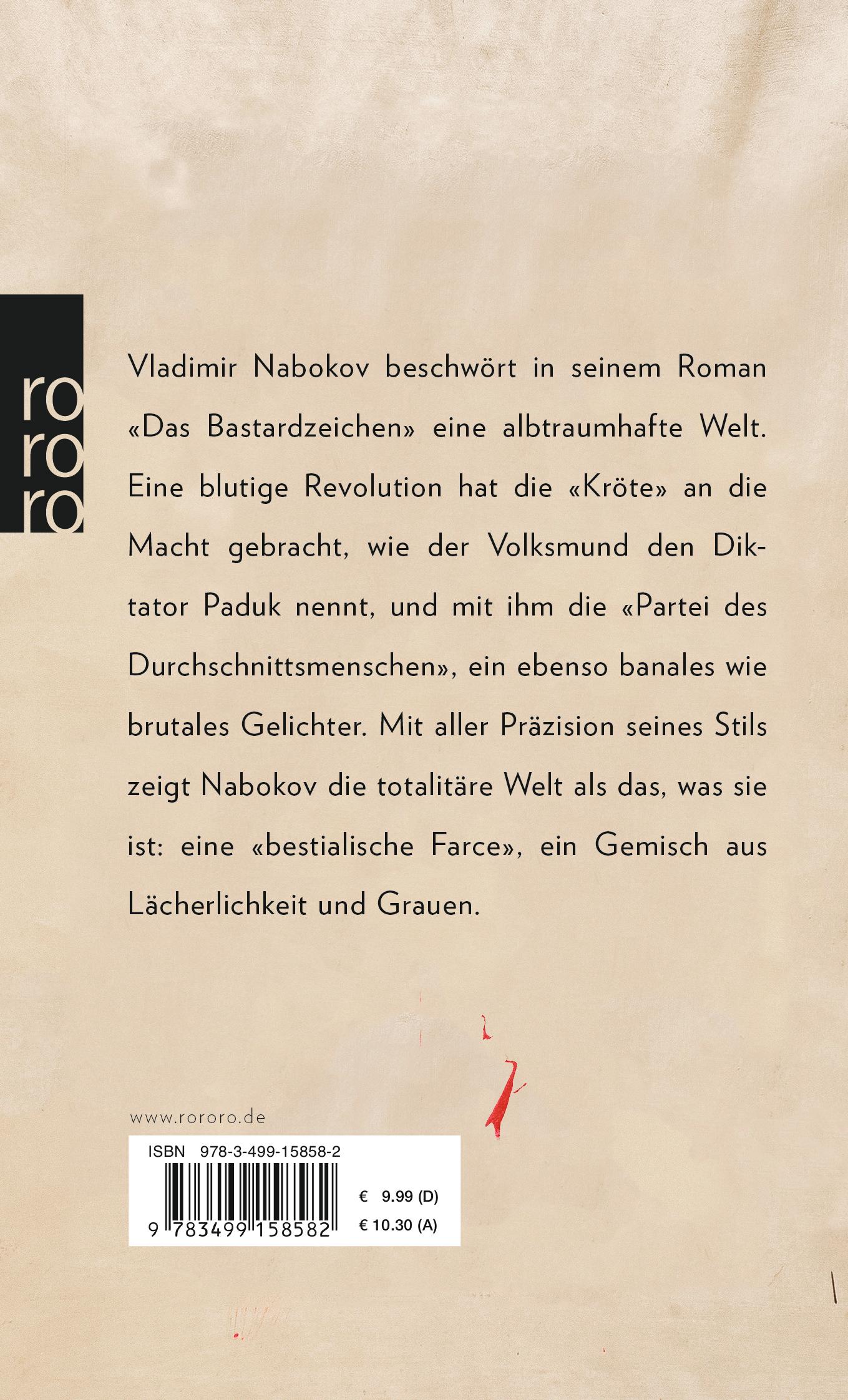 Rückseite: 9783499158582 | Das Bastardzeichen | Vladimir Nabokov | Taschenbuch | 368 S. | Deutsch