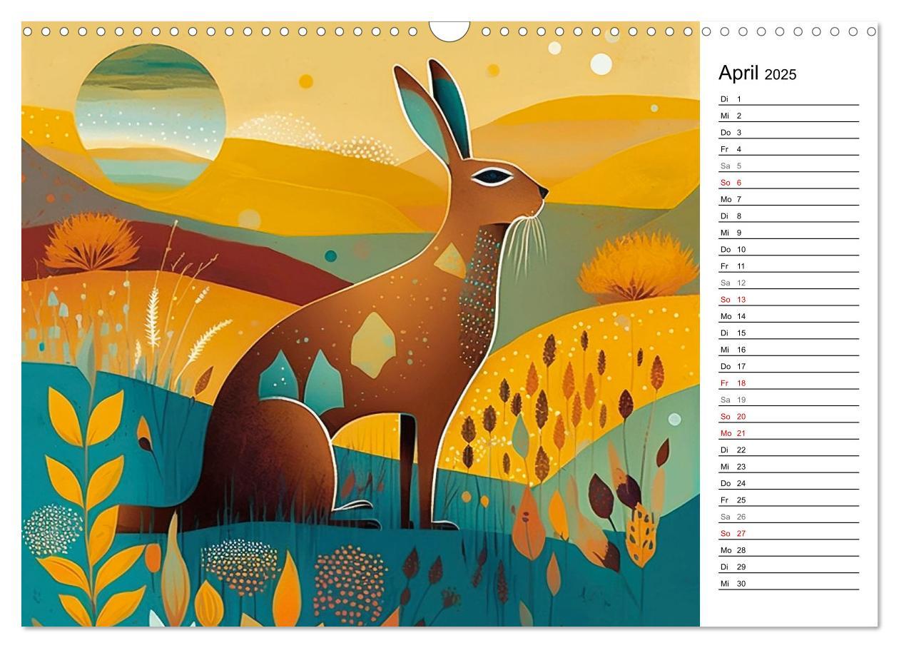 Bild: 9783383908927 | Waldtiere, bunt und naiv (Wandkalender 2025 DIN A3 quer), CALVENDO...