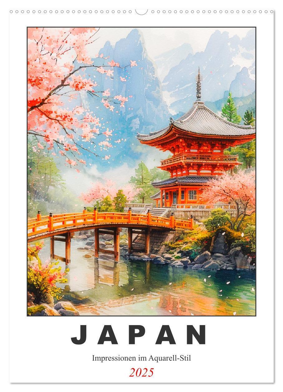 Cover: 9783383816079 | Japan. Impressionen im Aquarell-Stil (Wandkalender 2025 DIN A2...