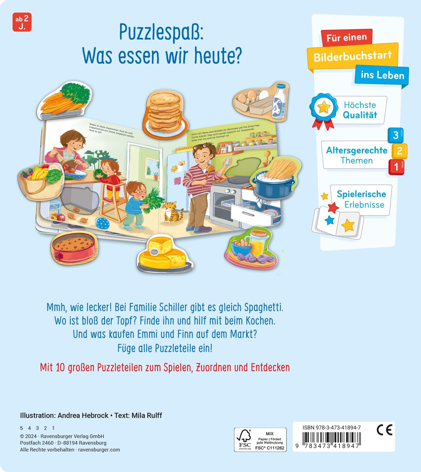 Rückseite: 9783473418947 | Mein großes Puzzle-Spielbuch: Das essen wir heute | Mila Rulff | Buch