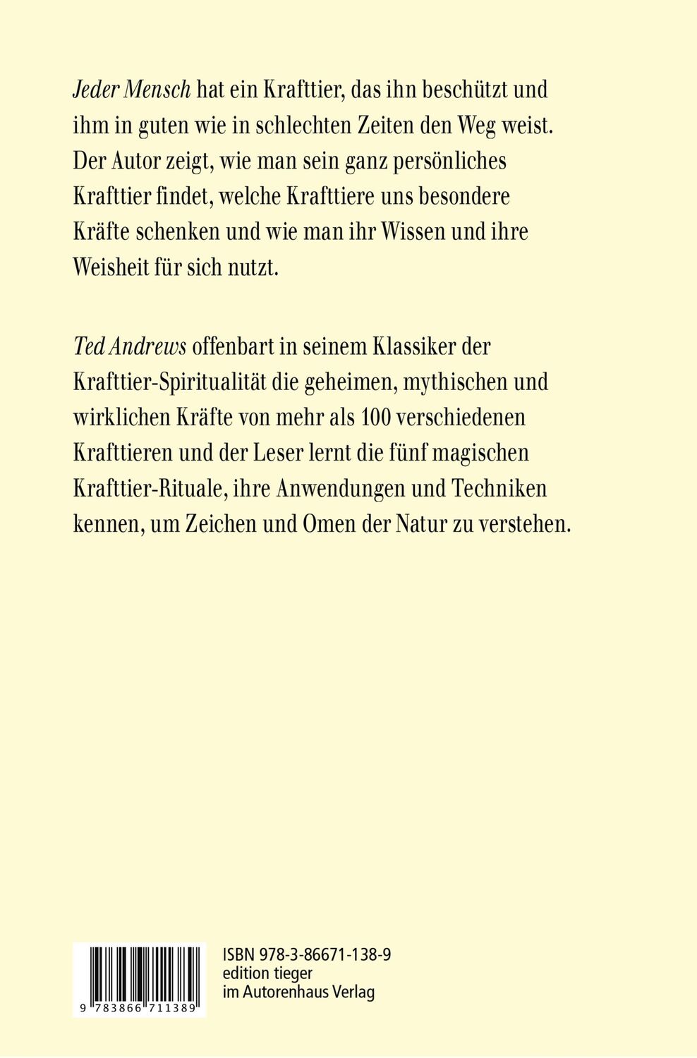 Rückseite: 9783866711389 | Animal Speak: Krafttiere in Deinem Leben | Ted Andrews | Buch | 464 S.