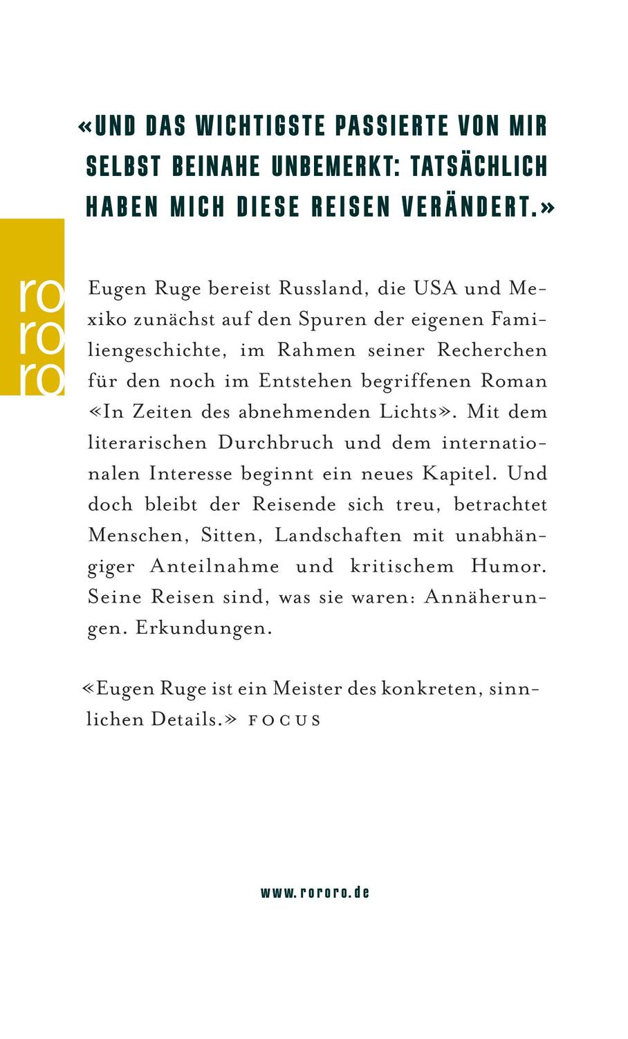 Rückseite: 9783499270697 | Annäherung | Notizen aus 14 Ländern | Eugen Ruge | Taschenbuch | 2016