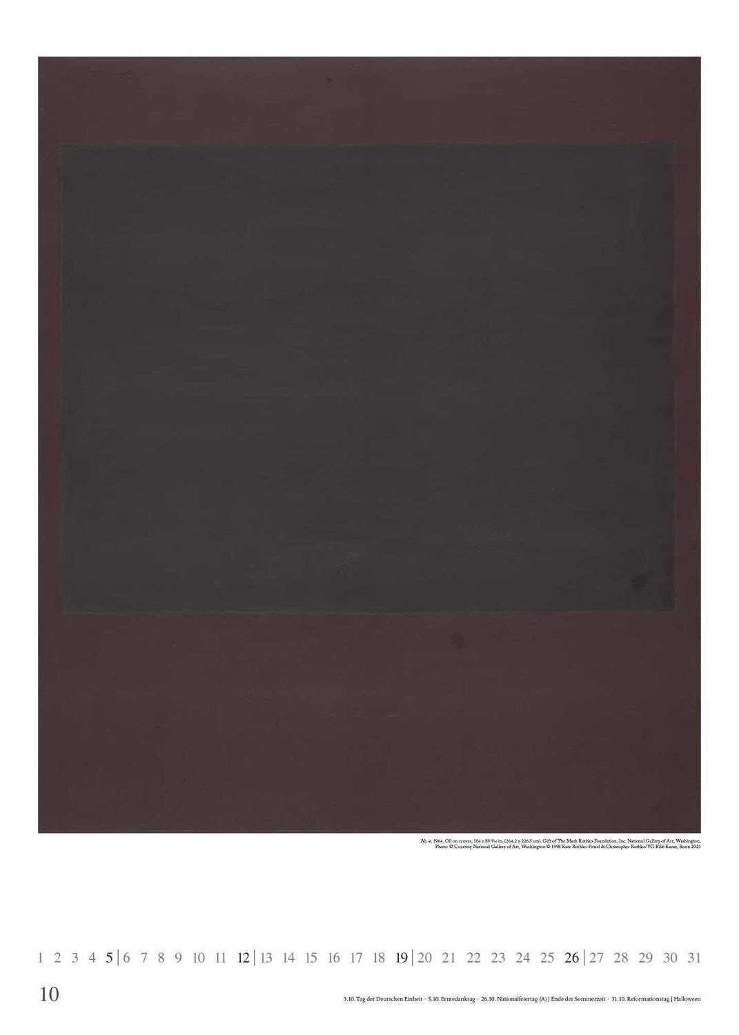 Bild: 4250809653273 | Mark Rothko 2025 - Kunst-Kalender - Poster-Kalender - 50x70 | Kalender