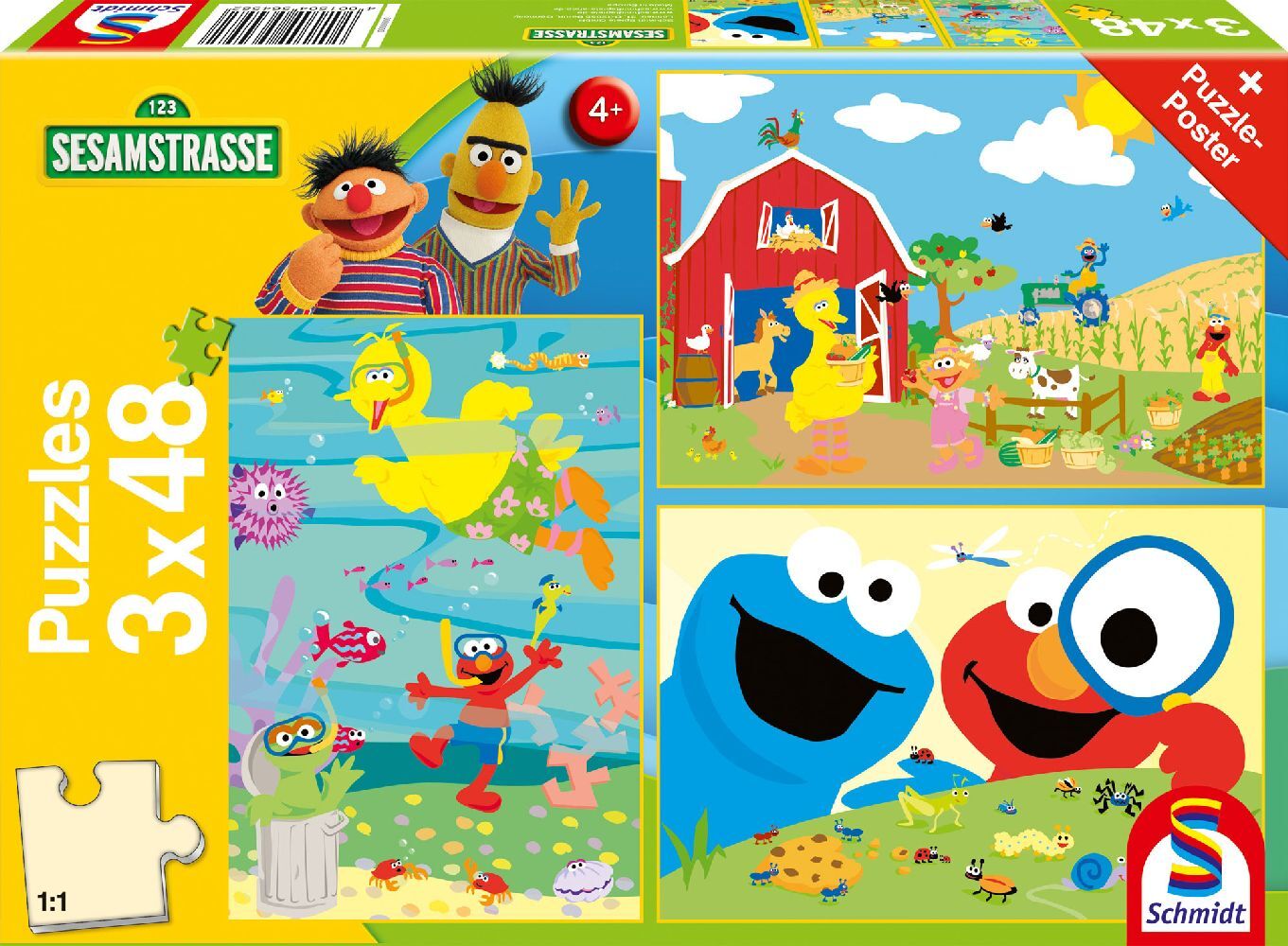 Cover: 4001504564582 | Tierisch stark, 3x48 Teile | Kinderpuzzle Sesamstraße | Spiel | 56458