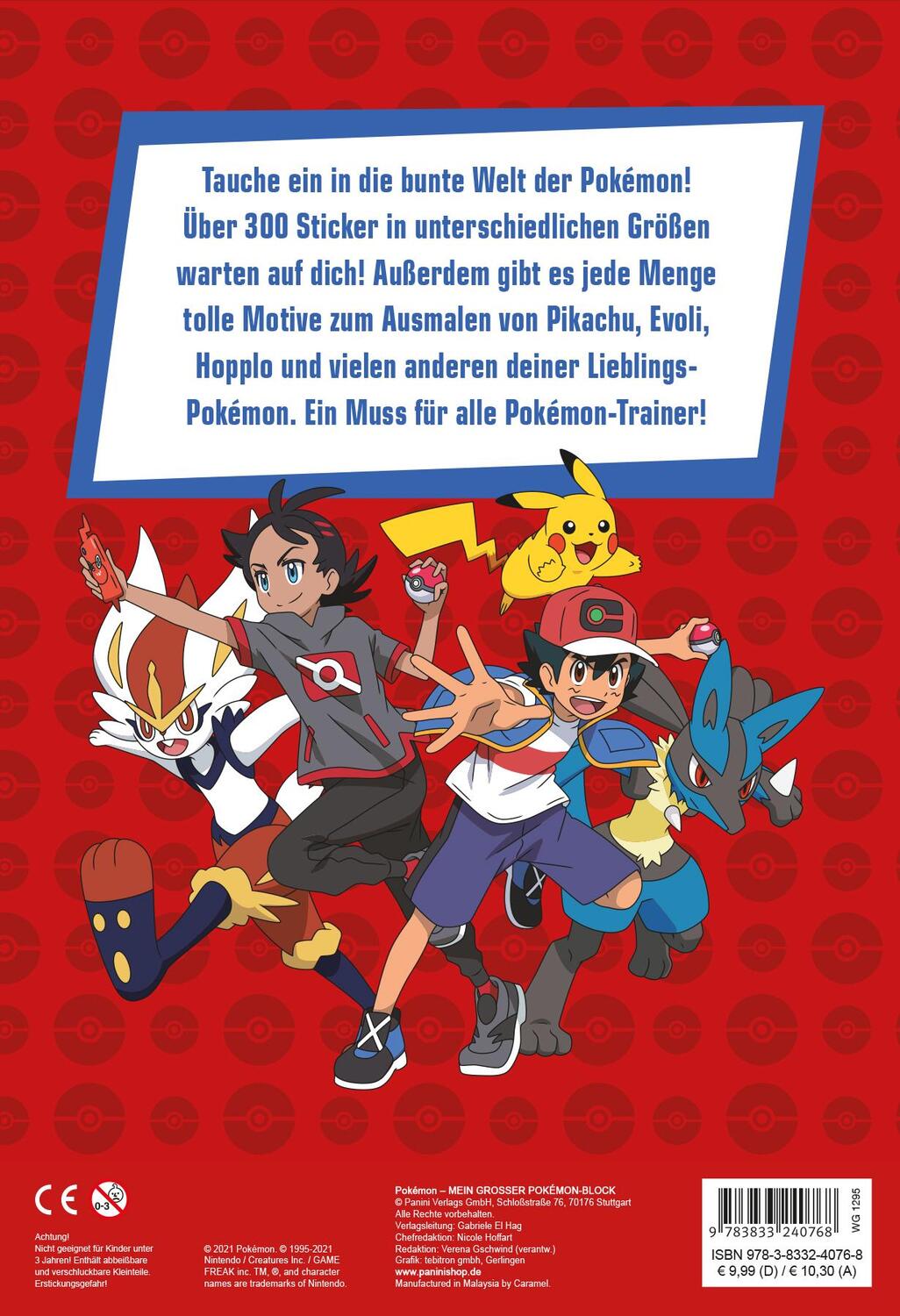 Rückseite: 9783833240768 | Pokémon: Mein großer Pokémon-Block | mit über 300 Stickern! | Panini