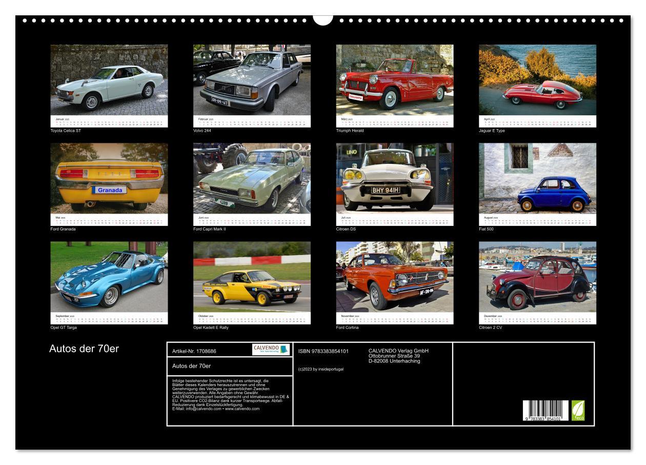 Bild: 9783383854101 | Autos der 70er (Wandkalender 2025 DIN A2 quer), CALVENDO...