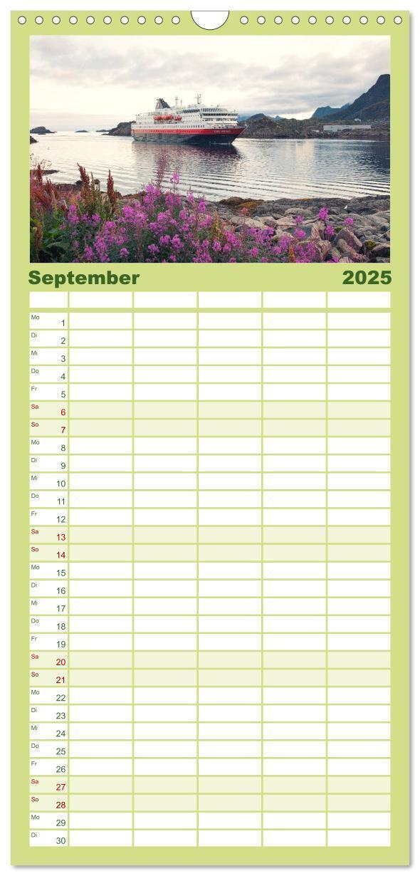 Bild: 9783457115435 | Familienplaner 2025 - Norwegen mit 5 Spalten (Wandkalender, 21 x 45...