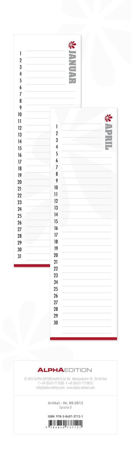 Bild: 9783840737121 | Geburtstagskalender Mini immerwährend | Kalender | Deutsch | 2012