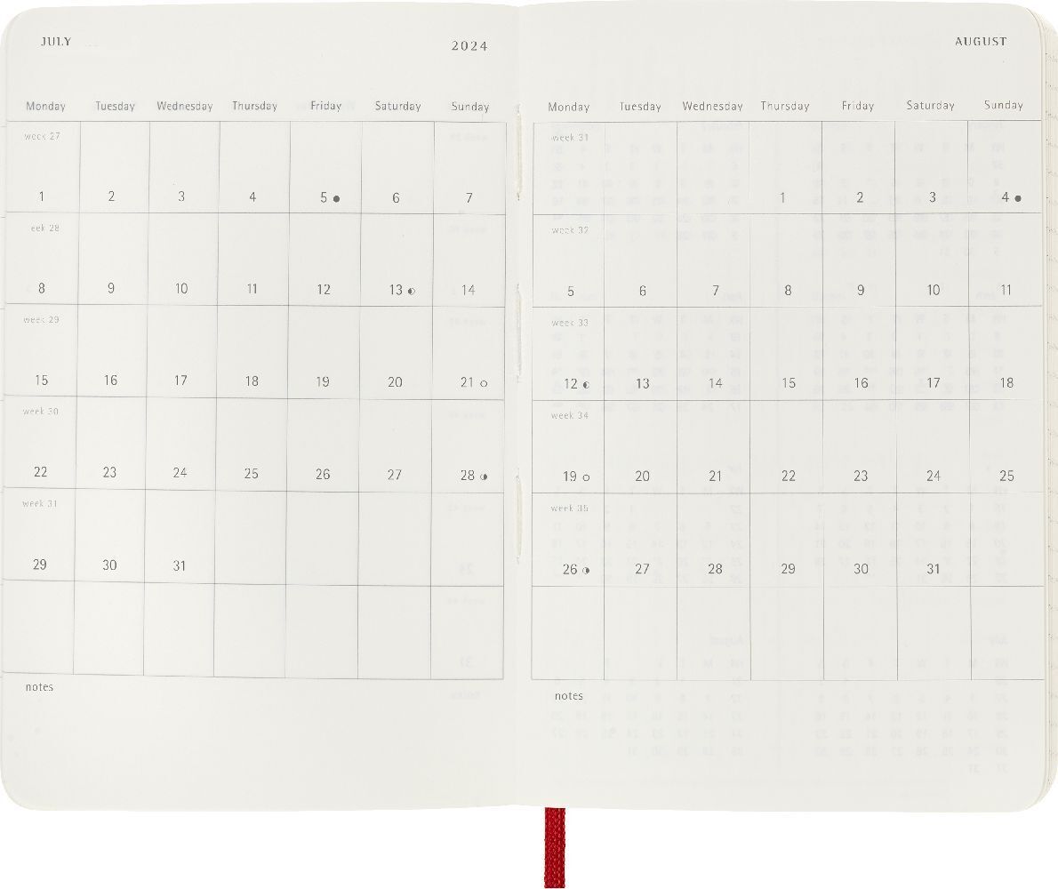 Bild: 8056598856743 | Moleskine 12 Monate Wochen Notizkalender 2024, Pocket/A6, Scharlachrot