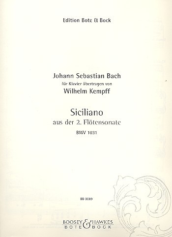 Cover: 9790202500897 | Siciliano BWV 1031 | from Flute Sonata No. 2 in E flat major | Bach