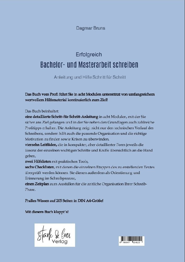 Bild: 9783947114122 | Erfolgreich Bachelor- und Masterarbeit schreiben | Dagmar Bruns | Buch