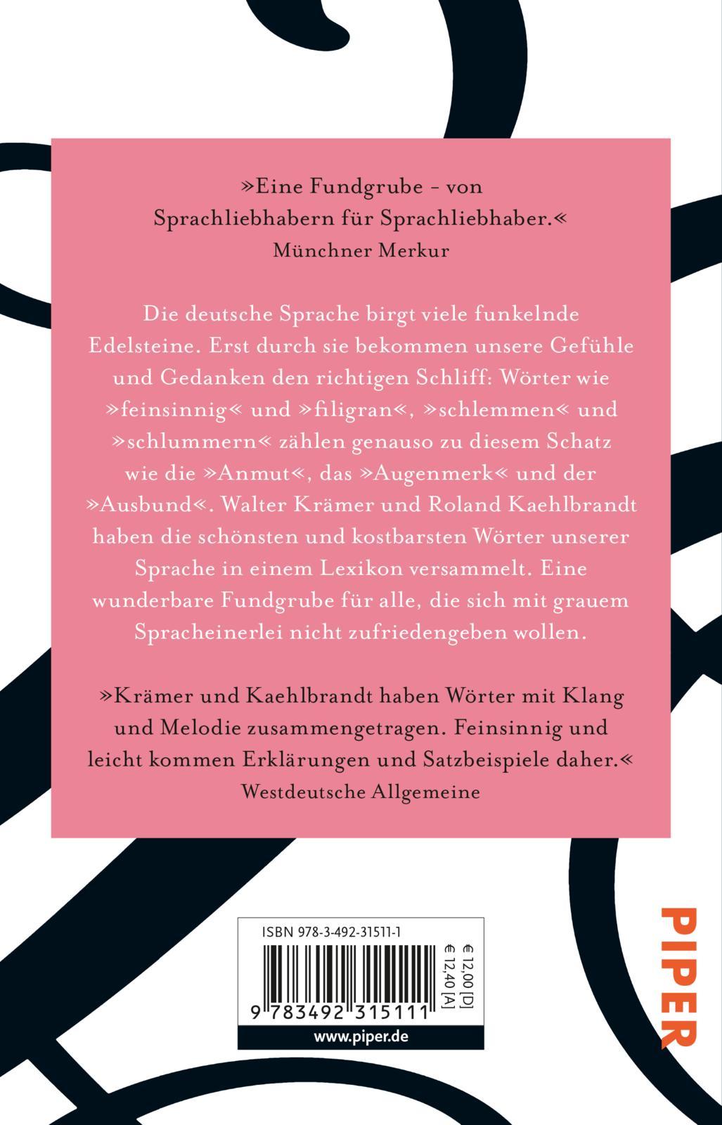 Rückseite: 9783492315111 | Lexikon der schönen Wörter | Von anschmiegen bis zeitvergessen | Buch