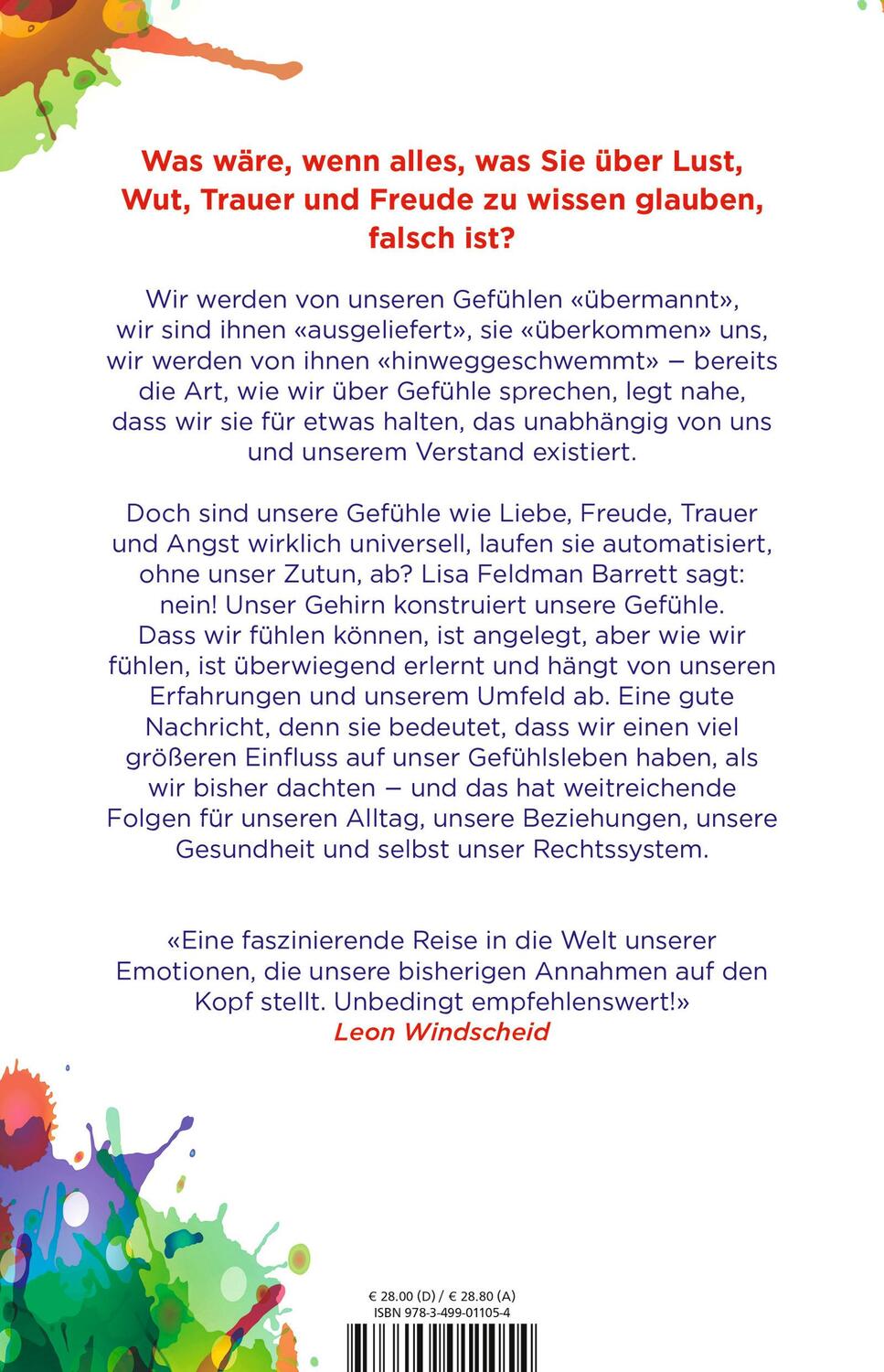 Rückseite: 9783499011054 | Wie Gefühle entstehen | Lisa Feldman Barrett | Buch | 672 S. | Deutsch