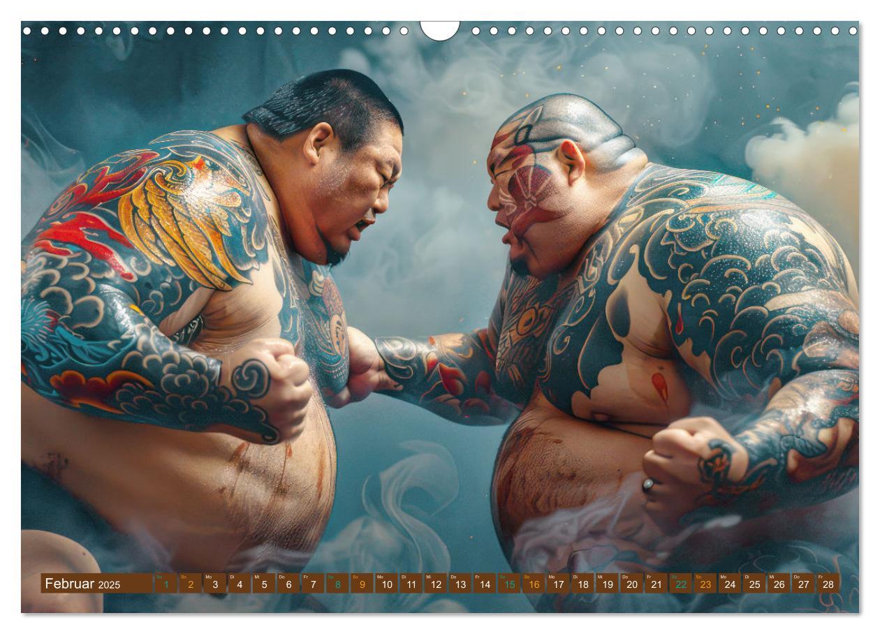 Bild: 9783383809682 | Sumo - Japans schwere Ringer (Wandkalender 2025 DIN A3 quer),...