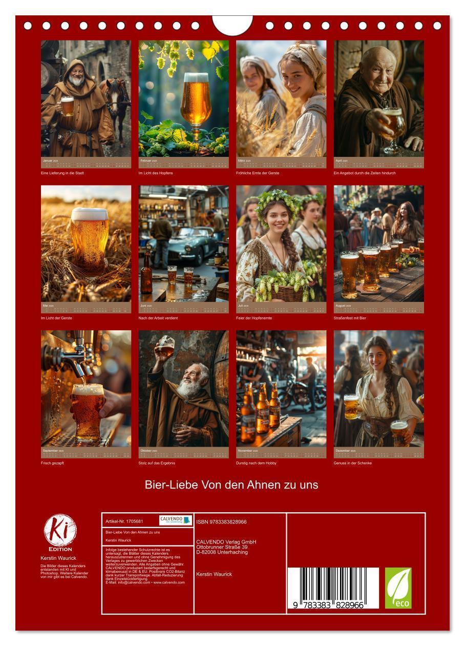 Bild: 9783383828966 | Bier-Liebe Von den Ahnen zu uns (Wandkalender 2025 DIN A4 hoch),...