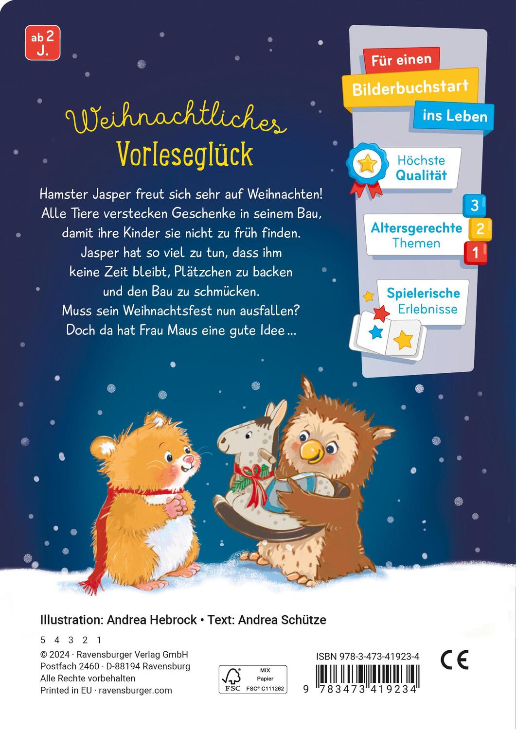 Rückseite: 9783473419234 | Ein Hamster im Weihnachtsglück | Andrea Schütze | Buch | 24 S. | 2024