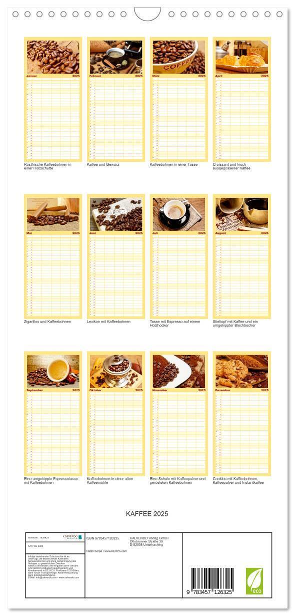 Bild: 9783457126325 | Familienplaner 2025 - KAFFEE 2025 mit 5 Spalten (Wandkalender, 21 x...