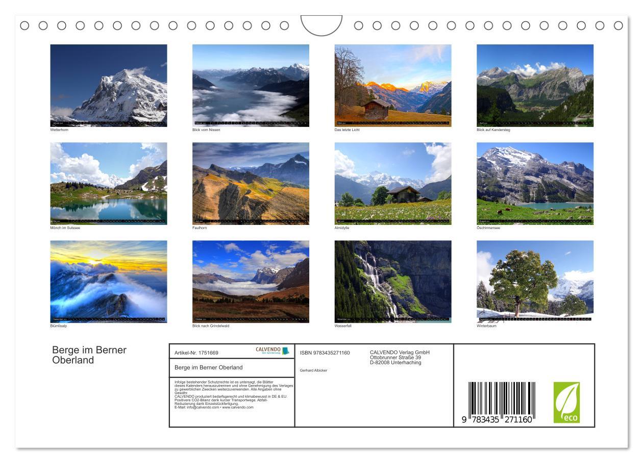 Bild: 9783435271160 | Berge im Berner Oberland (Wandkalender 2025 DIN A4 quer), CALVENDO...