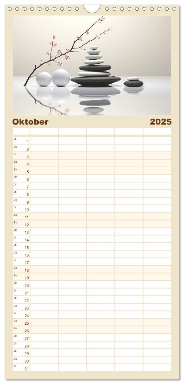 Bild: 9783457091692 | Familienplaner 2025 - Zen mit 5 Spalten (Wandkalender, 21 x 45 cm)...