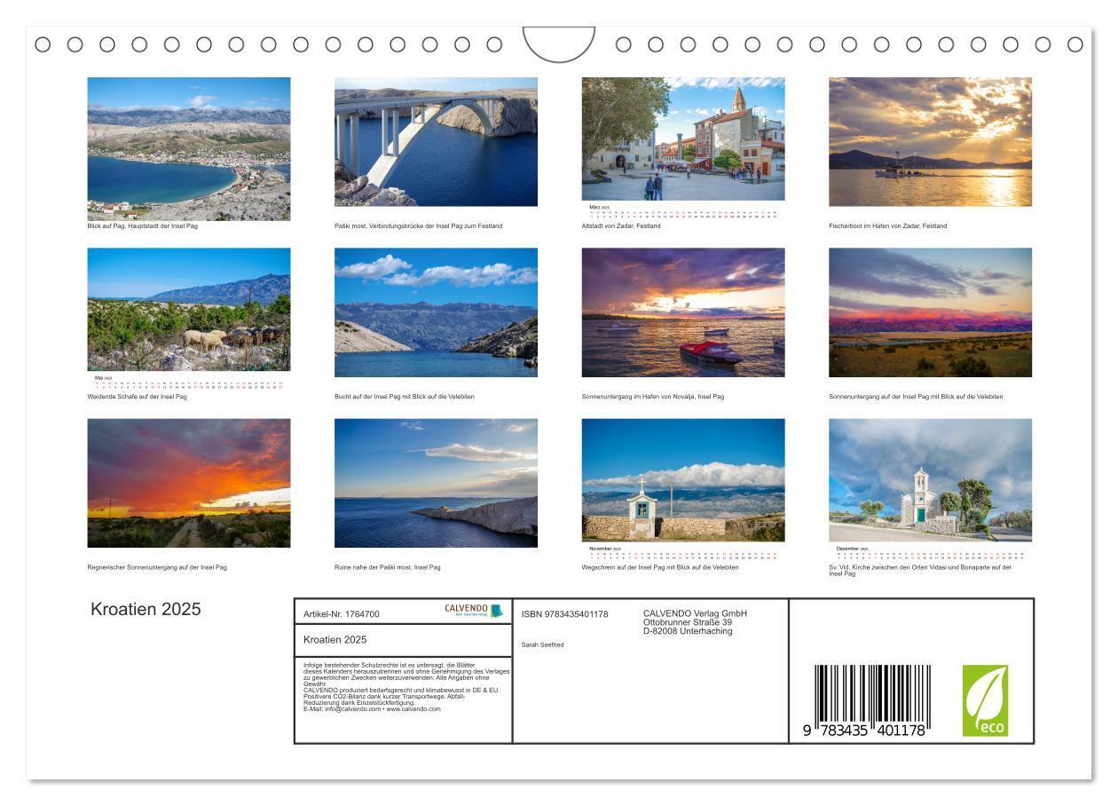 Bild: 9783435401178 | Kroatien 2025 (Wandkalender 2025 DIN A4 quer), CALVENDO Monatskalender