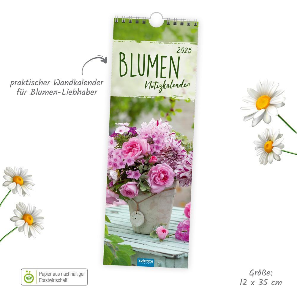 Bild: 9783988022547 | Trötsch Streifenkalender Blumen 2025 Notizkalender | KG | Kalender