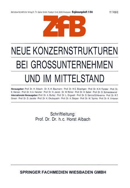 Cover: 9783322985705 | Neue Konzernstrukturen bei Großunternehmen und im Mittelstand | Albach